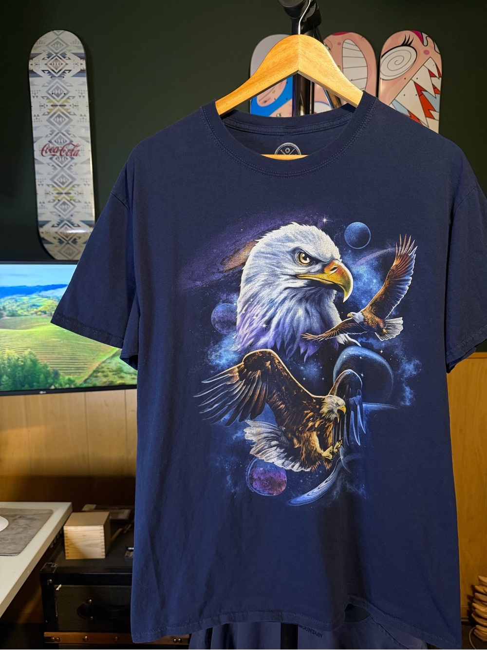Bald Eagle Space Galaxy DOM Graphic Men’s Tshirt